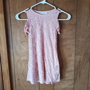 btween Girls Pink Lace Cold Shoulder Dress Size 6 A-Line Party Easter Spring